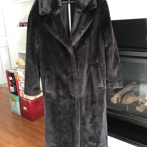 “& Other Stories” faux fur dress coat, oversized, chocolate brown